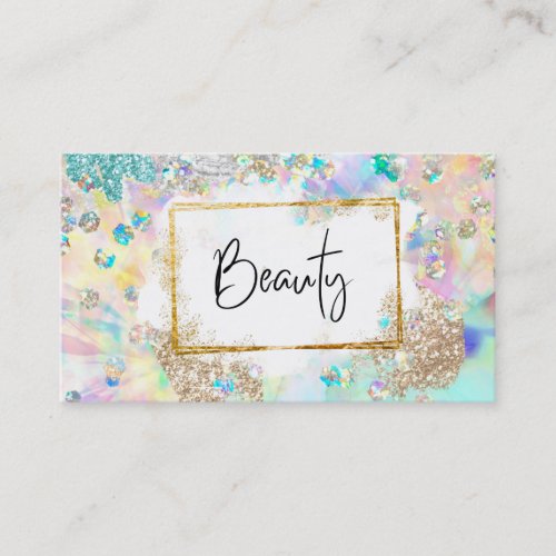  BEAUTY Glitter Frame Abstract Pastel Rainbow Business Card
