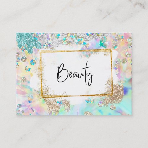  BEAUTY _ Glitter Frame Abstract Pastel Rainbow Business Card