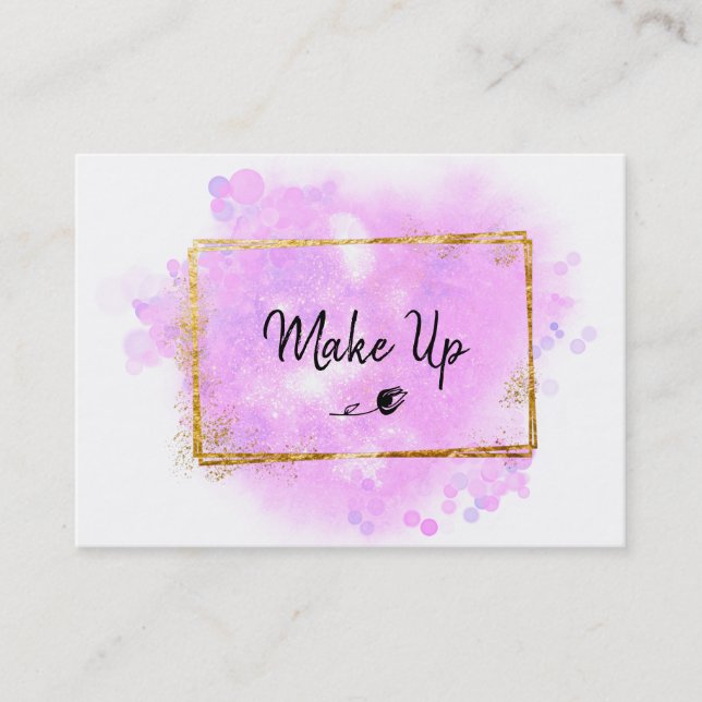 *~* BEAUTY - Glitter Gold Frame Pink Glow  Business Card (Front)