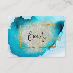 *~* BEAUTY - Glitter Gold Frame Silver Glow Business Card