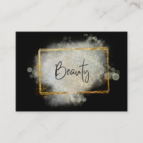  BEAUTY _ Glitter Gold Frame Silver Glow Business Card