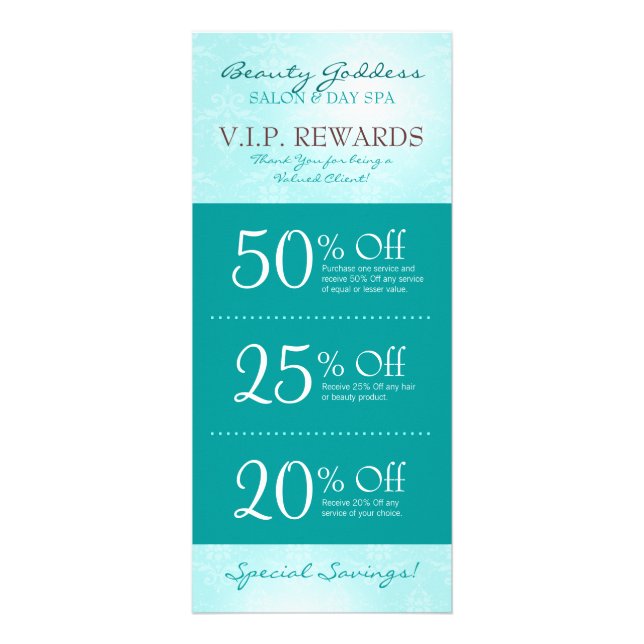 Beauty Goddess Salon Coupons Rack Card (Front)