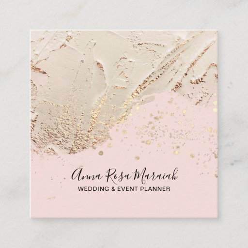 Customizable *~* Beauty Gold Foil Glitter Wedding Elegant Pink  Square Business Card