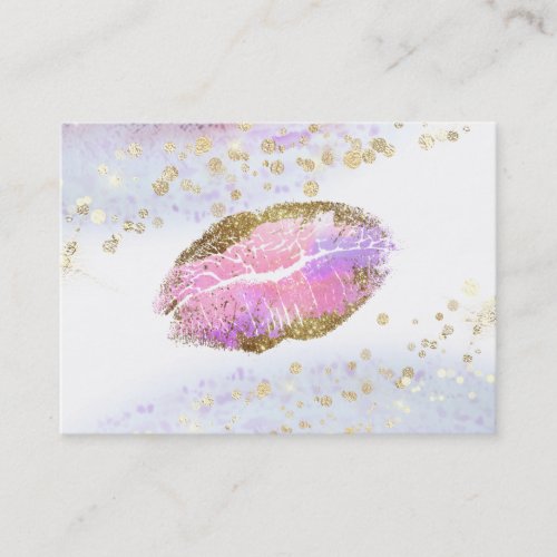  Beauty Gold Pastel Glitter Pink Lips Makeup Business Card