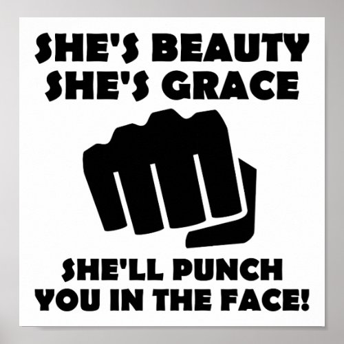 Beauty Grace Punch Funny Poster