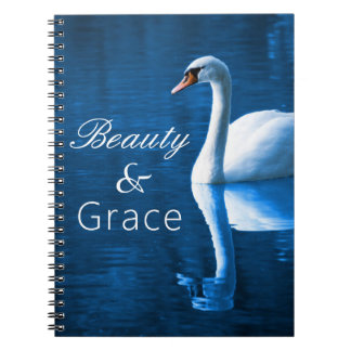 Beauty Grace Tranquil Lake White Swan Notebook