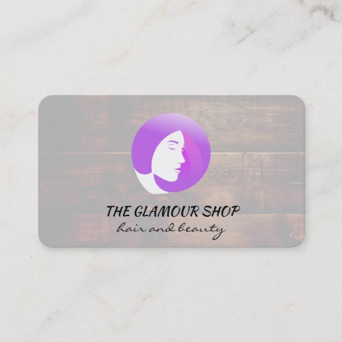 Beauty Hair Icon and Wood Business Card