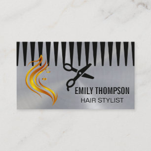 Beauty Hair Logo   Comb Scissors Business Card