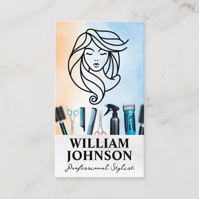 Beauty Hair Logo | Hair Care Tools Business Card (Front)