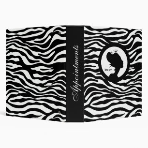 Beauty Hair Salon Appointment Book Zebra Crown 3 Ring Binder