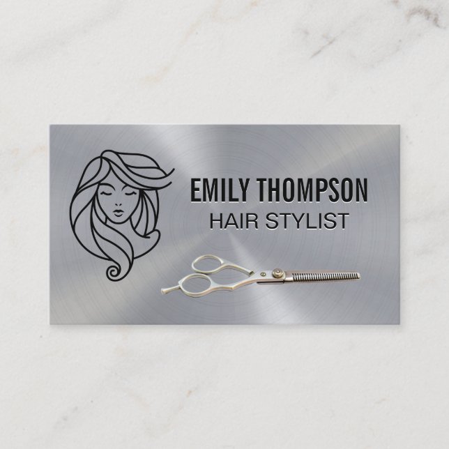 Beauty Hair Salon Logo | Stylist Scissors Business Card (Front)
