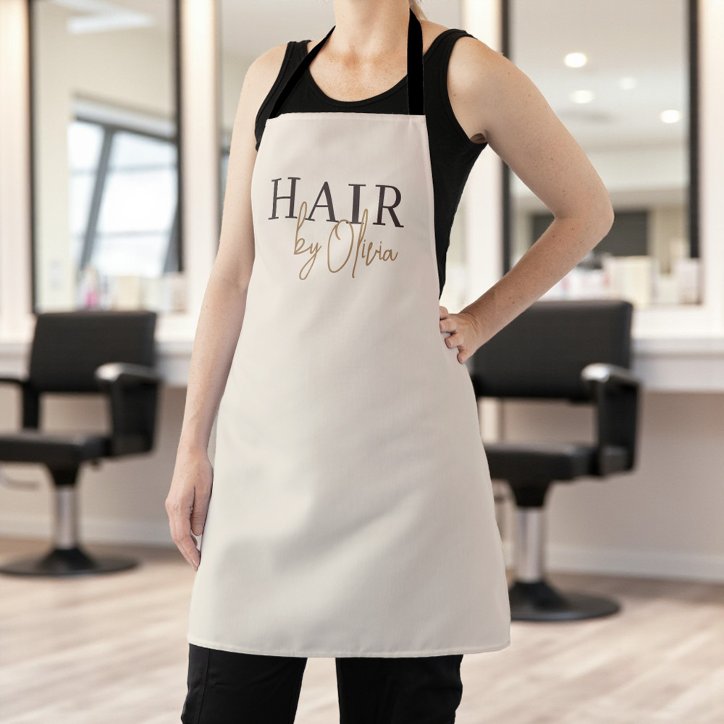 Beauty Hair Salon Neutral Beige Modern Typography Apron