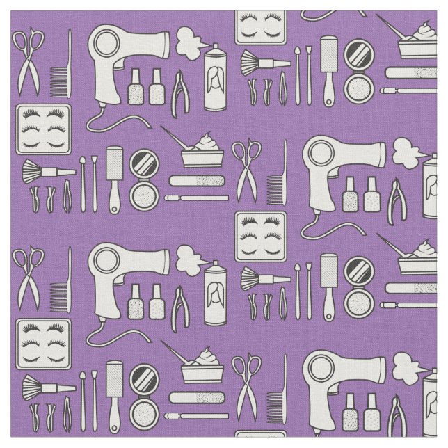 Beauty Hair Salon Tools Cute Purple White Fabric (Close Up)