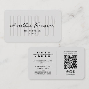 Beauty Hair Stylist Colorist Minimal Light Grey Business Card