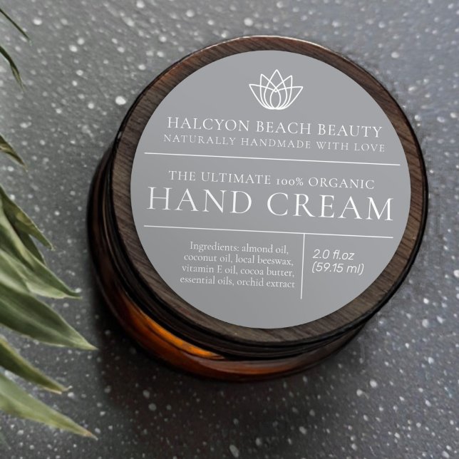 Beauty hand cream gray product ingredient label (Creator Uploaded)