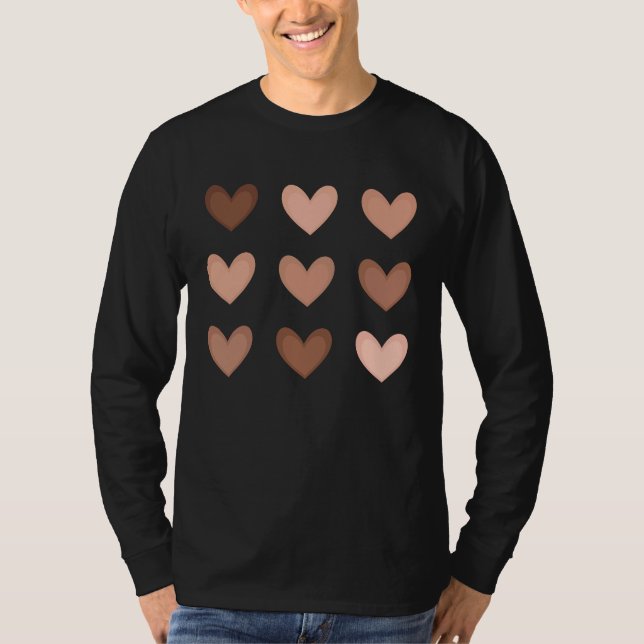 Beauty Has No Skin Tone Melanin Diversity Hearts T-Shirt (Front)