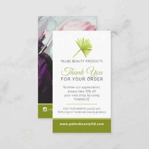 Beauty health photo promo repeat business palm business card