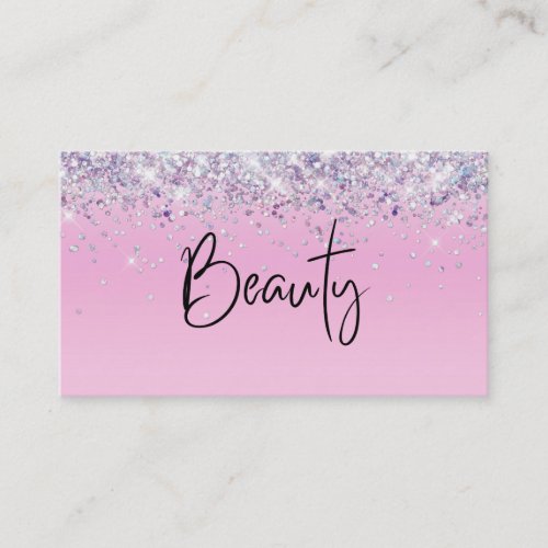  BEAUTY  Hologram Holograph  Pink Glitter Business Card