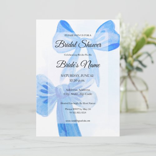 Beauty in Blue Bright Bow Bridal Shower Invitation