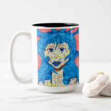 Beauty in blue mug