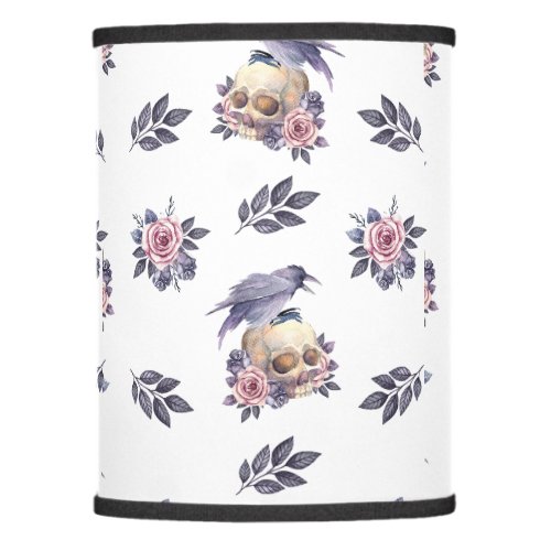 Beauty in Death  Rose Skull and Bird pattern Lamp Shade