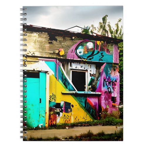 Beauty in Destruction  Colorful Graffiti Abandoned Notebook