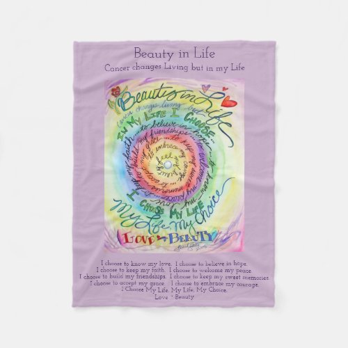 Beauty in Life Cancer Poem Chemo Fleece Blanket