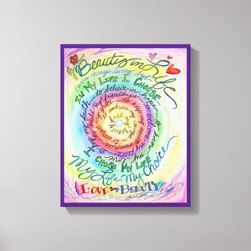 Beauty in Life Rainbow Cancer Poem Canvas Print