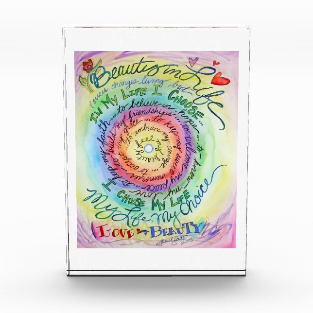 Beauty in Life Rainbow Cancer Poem Paperweight Art Acrylic Award (Front)