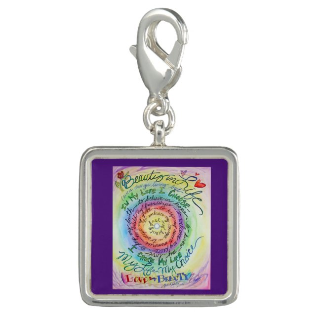 Beauty in Life Rainbow Cancer Poem Pendant Charm (Front)