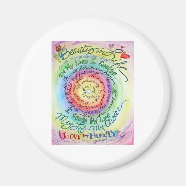 Beauty in Life Rounded Rainbow Magnet (Front)
