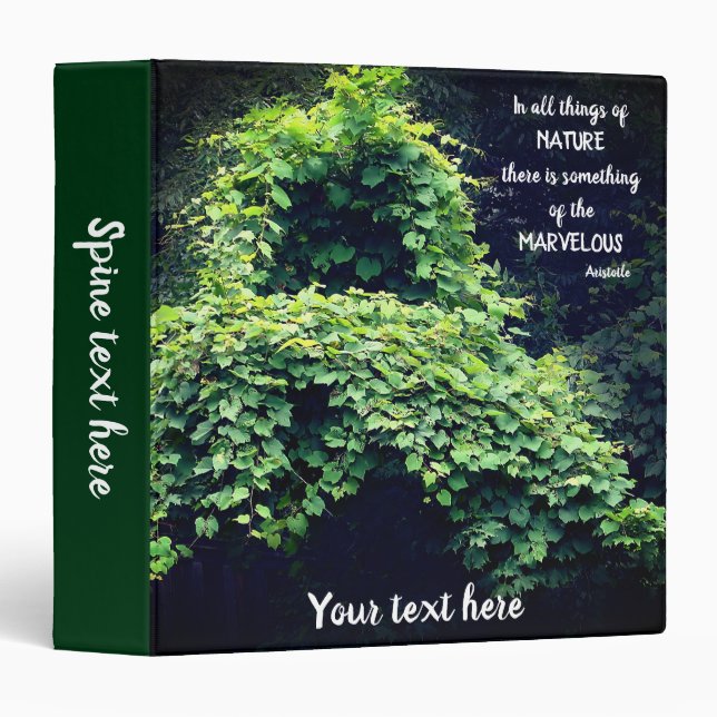Beauty In Nature Vines Inspirational Personalized 3 Ring Binder (Front/Spine)