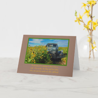 Beauty In Old Things /old truck in sunflower field Card