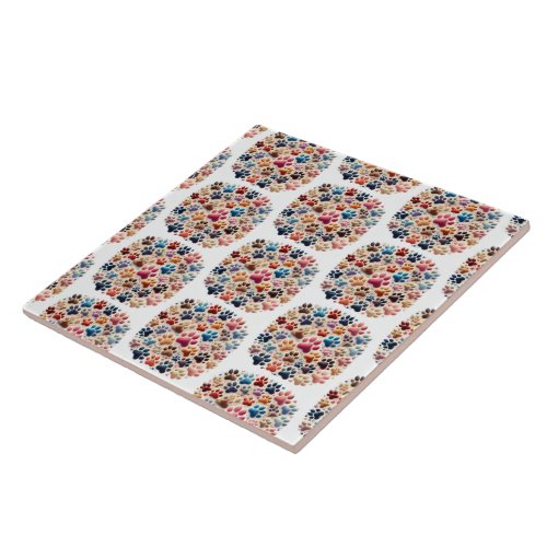  Beauty in our differences canine paw print  Ceramic Tile