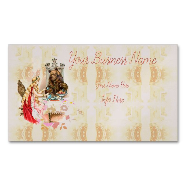 Beauty In Pink And The Beast Business Card Magnet (Front)