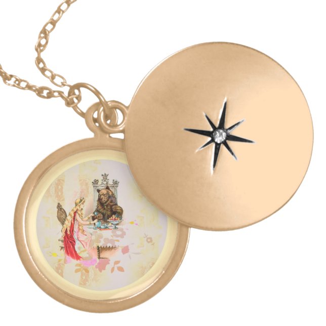 Beauty In Pink And The Beast Gold Plated Necklace (Front)