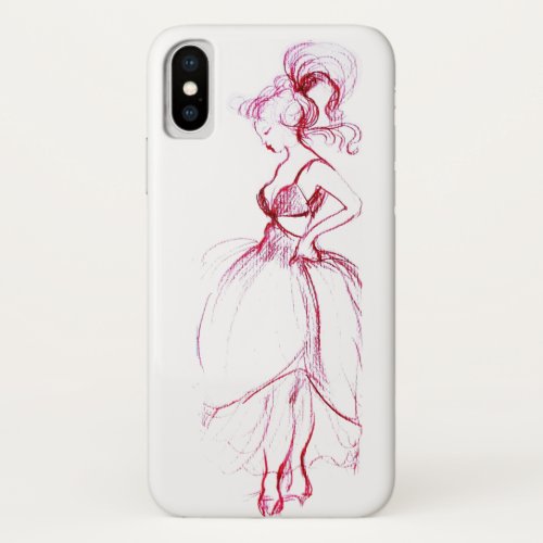 BEAUTY IN PINK DRESS iPhone X CASE