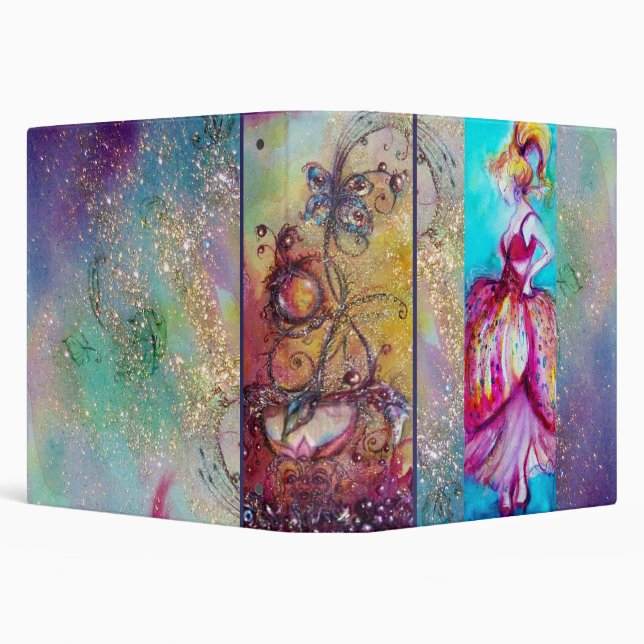 BEAUTY IN PINK DRESS / Magic Butterfly Plant 3 Ring Binder (Background)