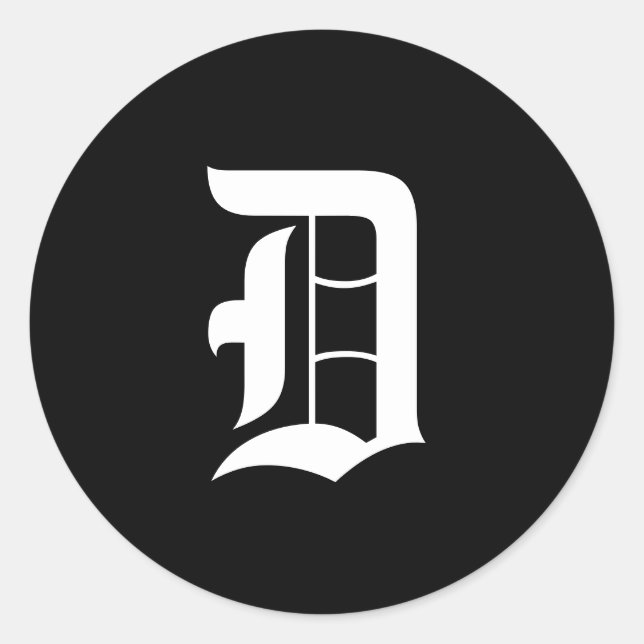 Beauty in Simplicity, Black and White Monogram Classic Round Sticker (Front)