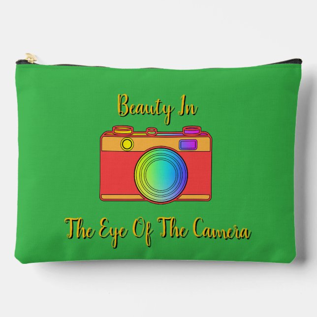 Beauty In The Eye Of The Camera Green  Accessory Pouch (Front)