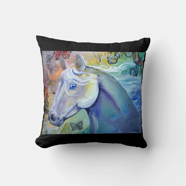 Beauty in the Sky Horse Throw Pillow (Front)