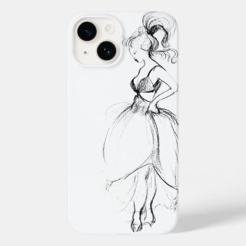 BEAUTY IN WHITE DRESS Black White Drawing Case_Mate iPhone 14 Case