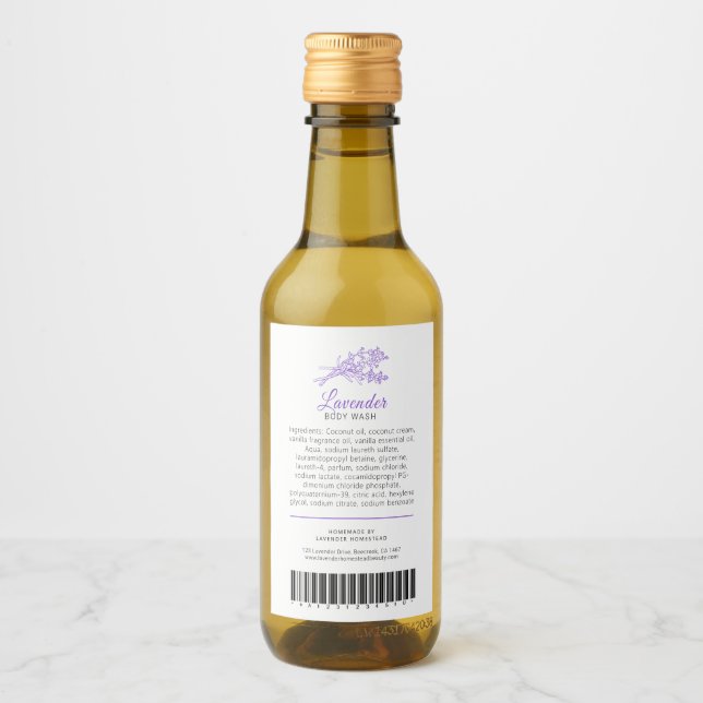 Beauty ingredients and barcode label lavender (Front)