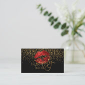Beauty Injector with Gold Confetti & Red Lips Business Card (Standing Front)