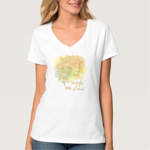 Beauty is a State of Mind Face Outline Art T_Shirt