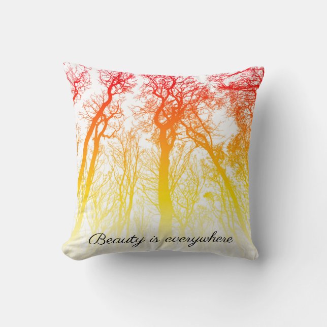 Beauty is everywhere sunset ombre trees throw pillow (Front)