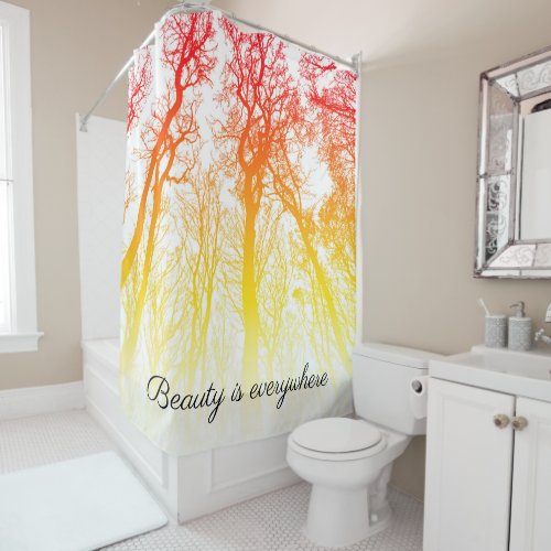 Beauty is everywhere warm sunset ombre trees shower curtain