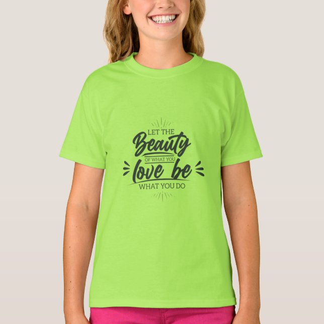 Beauty Is Power Girls T-Shirt – Motivational Quote (Front)