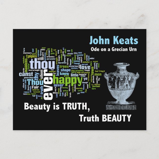 Beauty is Truth - John Keats - Grecian Urn Postcard (Front)