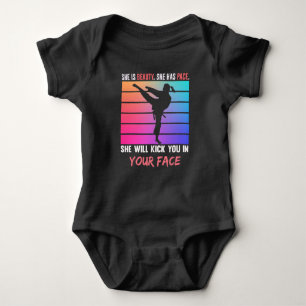 Beauty Karate Girl Kick You Taekwondo Jiu Jitsu Baby Bodysuit